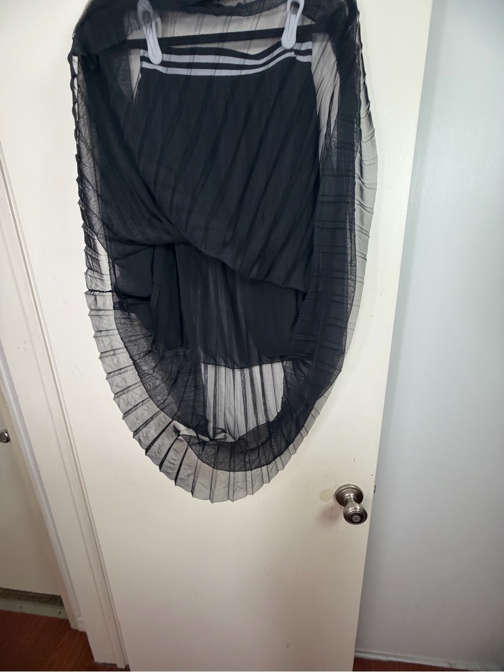 ViCOLO Black Tulle Mesh Pleated SemiSheer Layered Striped Balletcore Skirt NWOT - Picture 7 of 13